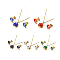 Multi Color Two Piece Stainless Steel Zircon Round Zircon Gold Plated Necklace Earrings Jewelry Set