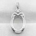 Sterling Silver 12*16mm Semi Mount Pendant Empty Frame Blank Support Setting S925 Base Holder Without Center Stone for DIY Inlay