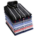 RNSHANGER Men's Thin Striped Long-sleeved Shirt Male Slim Business Casual Plaid Breathable Shirts Fashion Men Dress Shirt