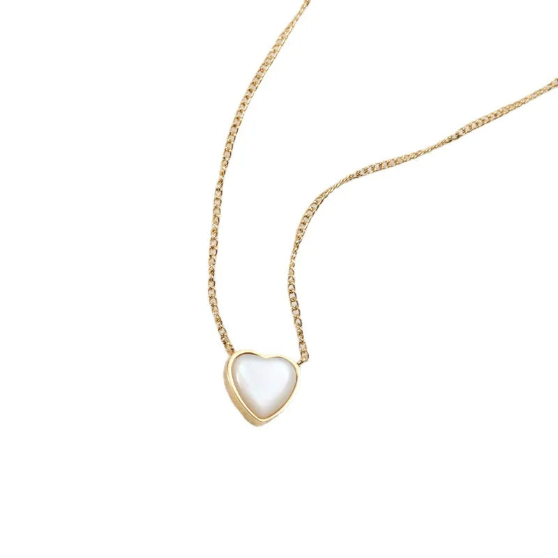 Lovely Jewelry Stainless Steel Chain Shell Heart Shape Pendant Necklace for Girl