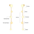 18K Gold Plated Long Dangle Stud Earrings Stainless Steel Stud Chain Earrings Drop Minimalist Elegant Fashion Jewelry for Women