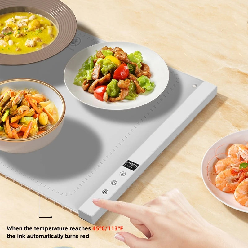 Trending Products 2024 New Arrivals Appliance Flexible Food Warming Tray Silicone Foldable Plate Adjustable Temperature Timer