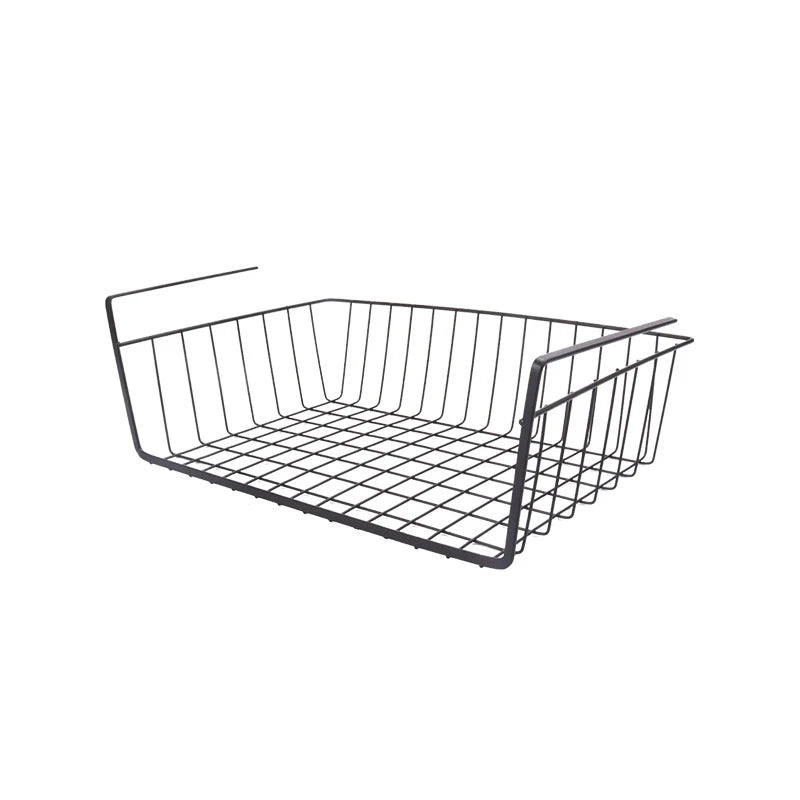 Large Black-and-White Metal Wire Rack with Hanging Storage Basket Iron Wire Hanging Storage Cabinet under the Rack