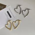 Korean 925Silver Needles Heart Hoop Earrings Copper Plated 14K Gold Heart Shape Earrings for Women Jewelry