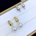 E1974 11-12mm DIY Natural Freshwater Pearl Charm Earrings Mounting Accessory 925 Sterling Silver Gold Plated  Jewelry for Women