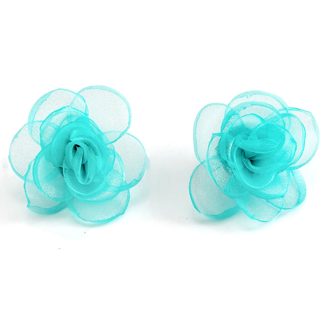Beautiful Vacation Floral Accessories Colorful Tassel Fabric Earrings Elegant Rose Flower Earrings for Women Girls