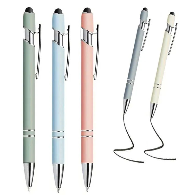 Morandi Promotional Gifts Soft Rubber Plastic Touch Luxury Ball Pen Custom Logo Business Office Gel Metal Stylus Ballpoint Pens