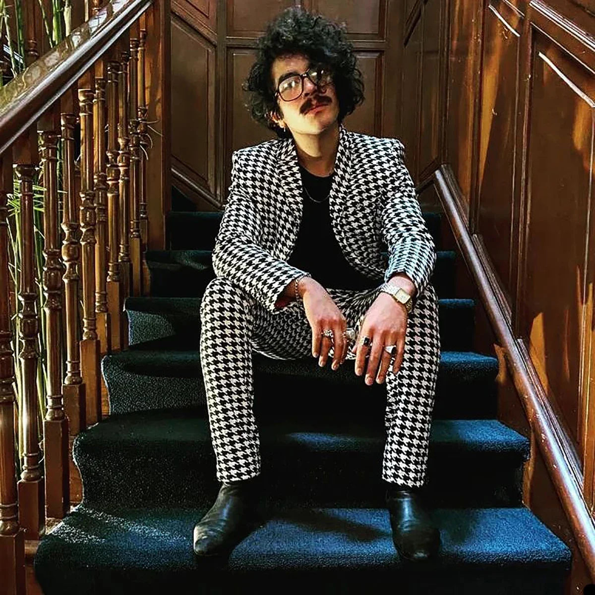 Houndstooth Men Suits Tailor-Made 2 Pieces Blazer Pants Single Breasted Wedding Groom Tuxedos Business Causal Prom Man Dress