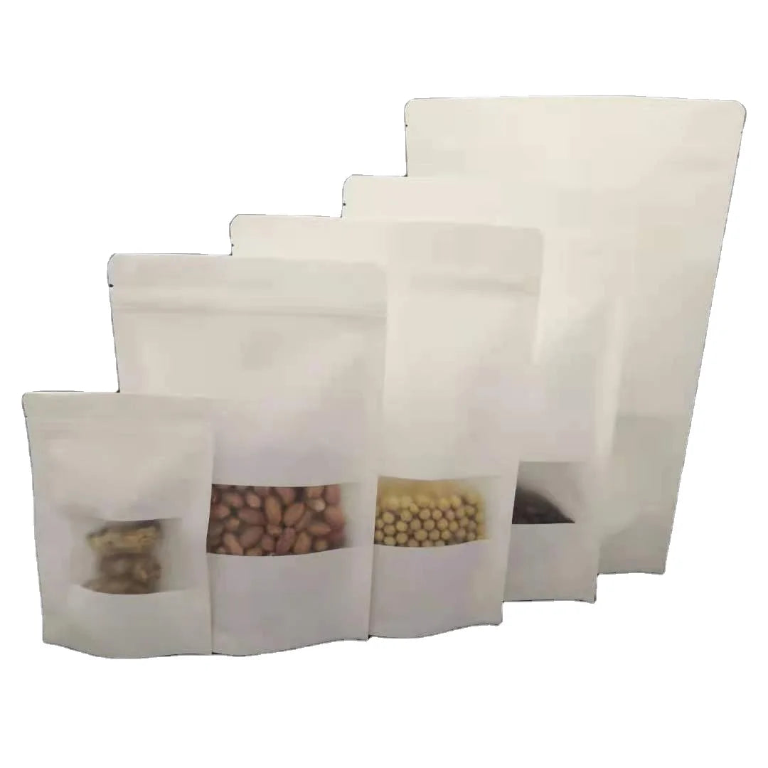 White Kraft Paper Window Bag Degradable Eco White or Brown Kraft Paper Window Bag