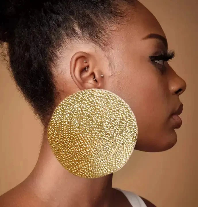 Kaimei African Fashion Jewelry Big Long Drop Earrings for Women Jewelry Accessories Copper Gold Large Oversized Gold Earrings