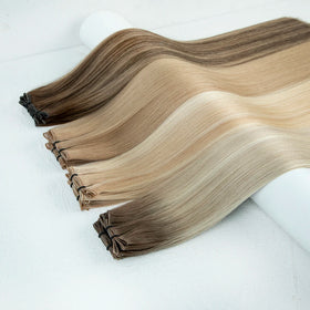 LeShine New Design European Genius Weft Hair Extensions Double Drawn Virgin Russian Hair Genius Weft