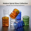 Wholesale Spiral Glasses Ribbed Drinking Glass Cup Wave Bubble Tumbler Creative Vintage Iced Coffee bubble glass cup