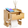 Modern Bamboo Wooden Rack for Toilet Paper and Towel Bathroom Storage Holder Stand