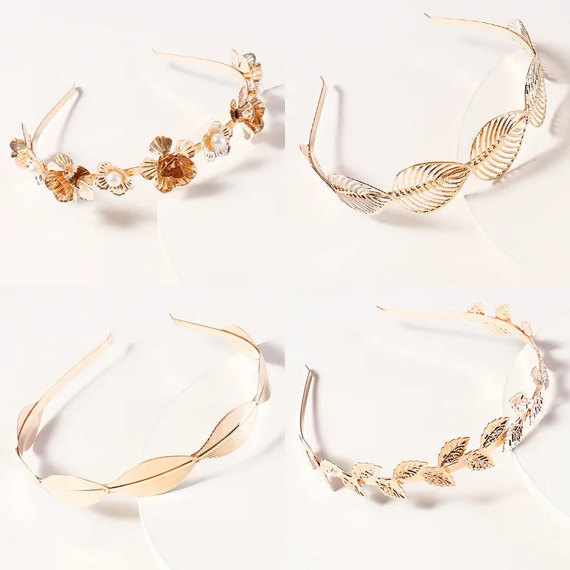 European and American Retro Metal Woman Hair Accessories Pearl Florets Leaves Bride Hair Bands MegaBDM