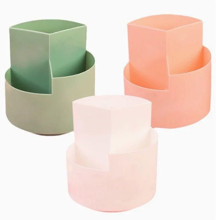 Simple Kawaii Multifunctional Plastic Pen Holder Round Pattern Rotating Stationery Holder