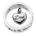 Round Circle Heart I Love You to the Moon and Back Stainless Steel Keepsake Pendant Necklace Cremation Holder Mom Dad Ash Urn