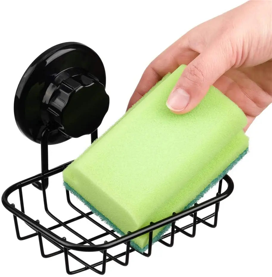 Adhesive Stainless Steel Chrome Eco-Friendly Modern Soap Holder & Sponge Holder with Wall Mount No Drilling Installation