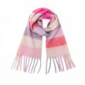 Women's Acrylic Big Colored Checked Scarf Winter Warm Soft Scarves Casual Tassel Blanket Scarf