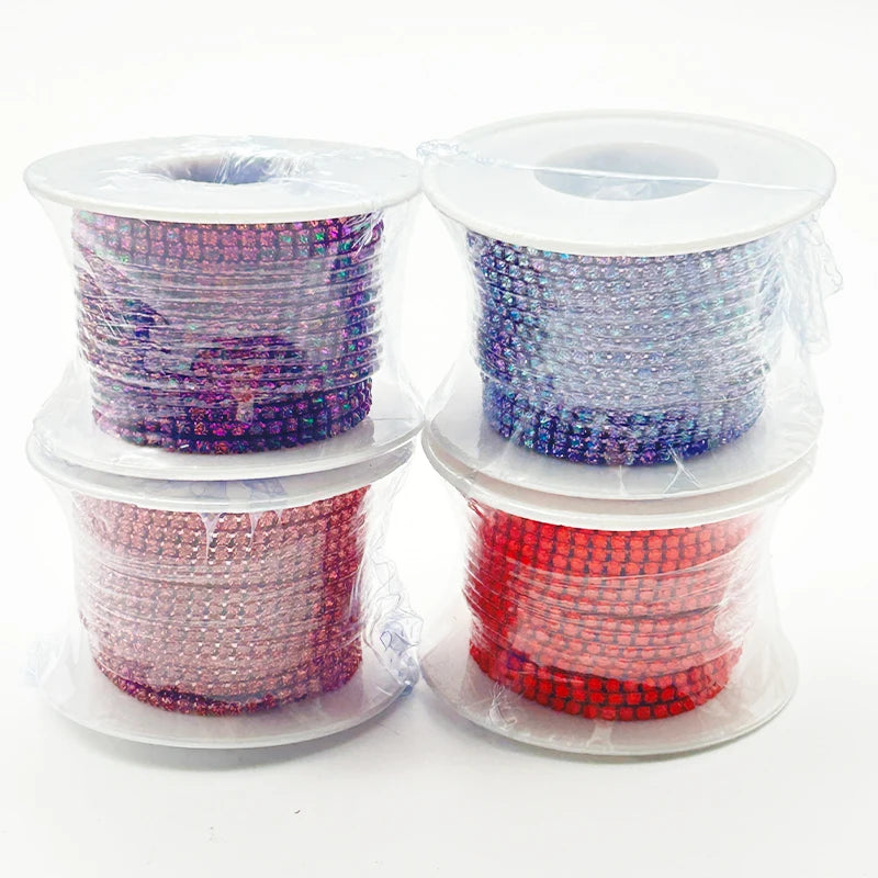Wholesale 10 Yard Roll of 3D Claw Rhinestones Chain Glass 3mm Loose Rhinestones for Sew-On Cup Garment Accessories for Bags
