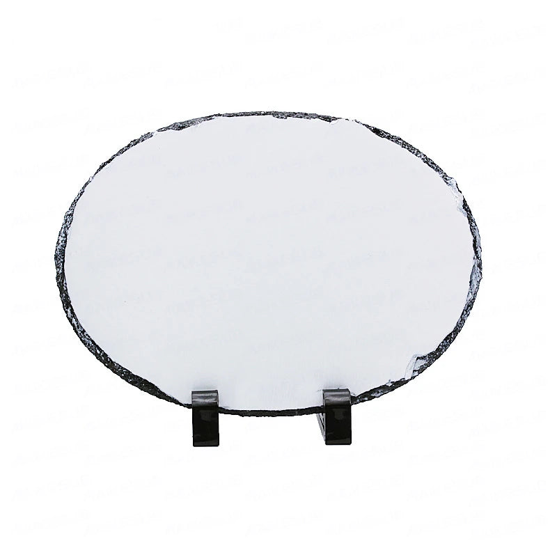 DIY Personalized Rock Photo Frame Oval Shaped Sublimation Blank Slate with Display Stand for Customized Photos