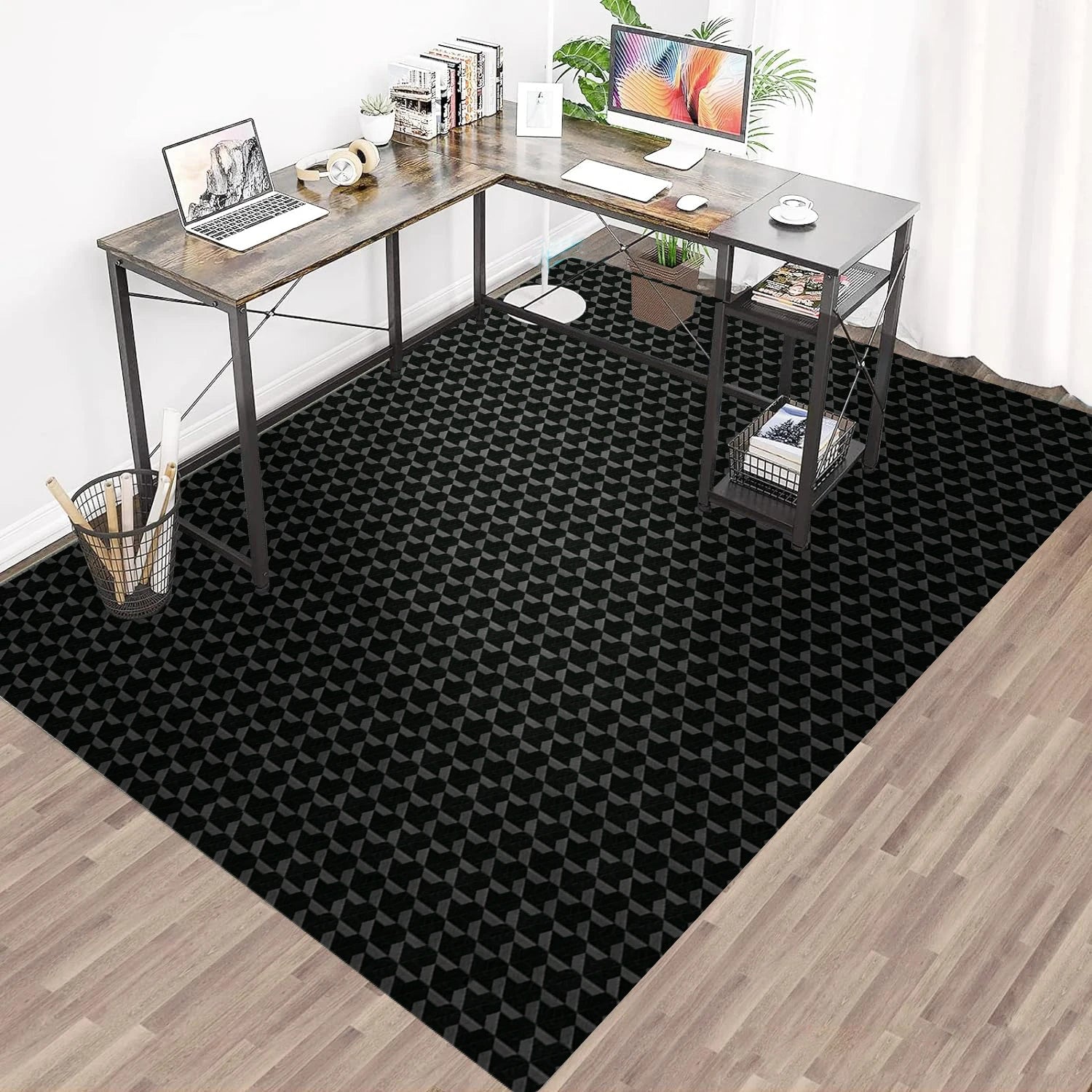 Office Chair Mat with Lip for Low to Medium Pile Carpet Rectangle Carpeted Surface Chair Mat