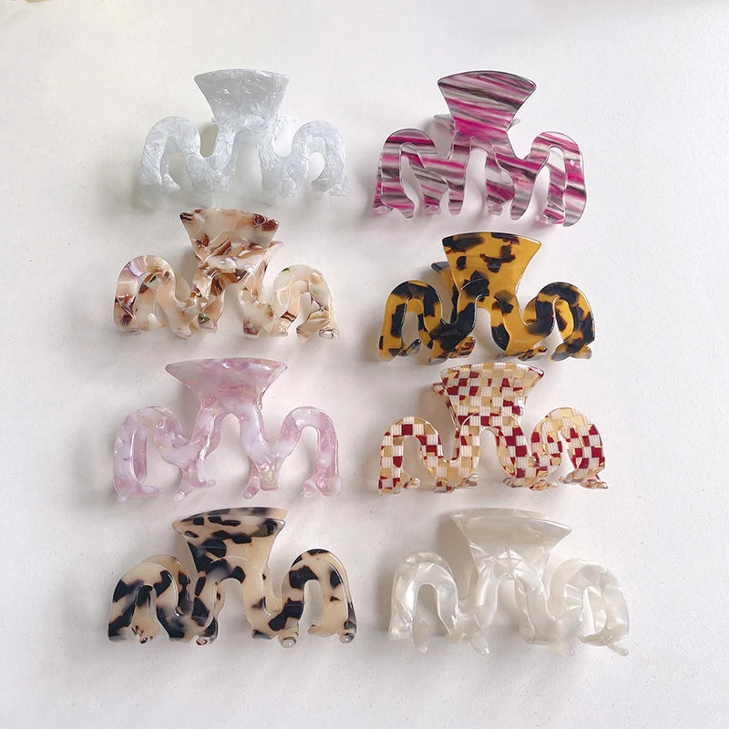 Customized logo Wavy Hollow Hair Clip Hot Sale Girl Acetic Acid Hair Clips New Korean Style Acetate Women's Hair Claw