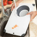 Multifunctional Thickened Plastic Kitchenware Cutting Board Drainage Basket Vegetable Washing Anti-Slip Folding Durable
