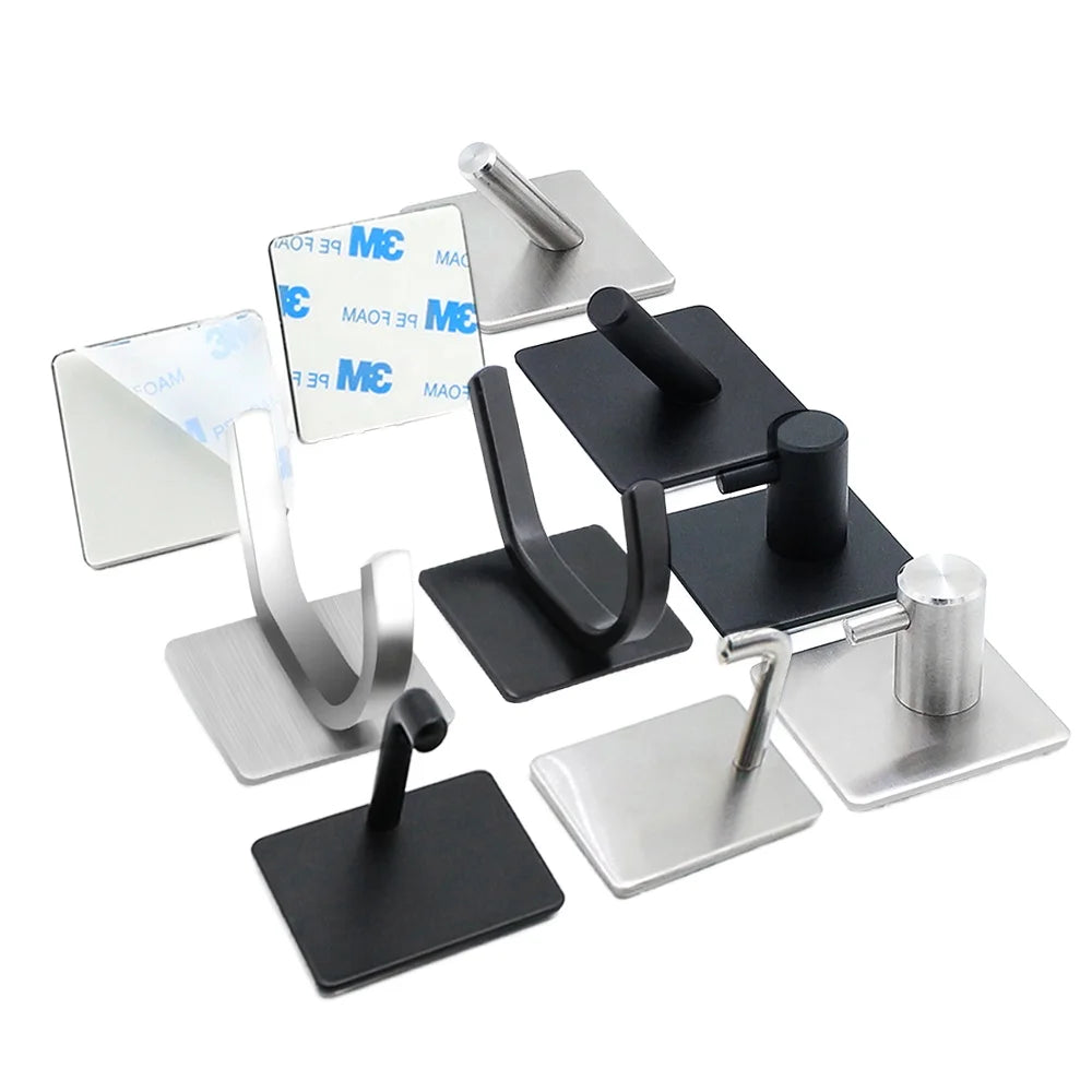 Best Selling Adhesive Bathroom Metal Coat Hook Kitchen Home Stick Stainless Steel No Drilling Hooks