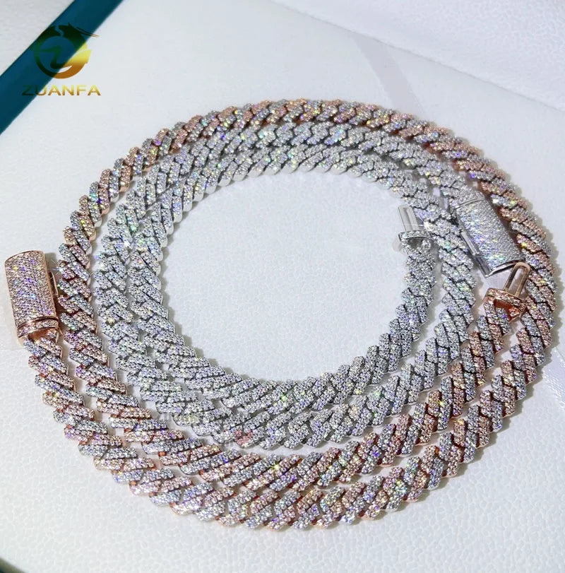GRA 8MM Double Row Iced Out Men Women Fashion Stylish VVS Diamond Moissanite Cuban Chain