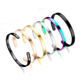 Simple Design Cuff Bracelet Women 4MM/6MM/8MM Stainless Steel Silver Gold 18k Color DIY Engraving Bar Bracelet