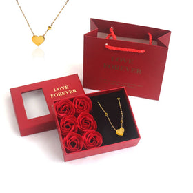 HOVANCI Valentine's Day Gift for Woman Exquisite Stainless Steel Heart Shape Engraving Necklace