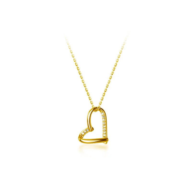 Romantic Korean Love Pendant Choker 925 Sterling Silver Heart Necklace Zircon Fashionable Wedding Party Jewelry Gift for Women