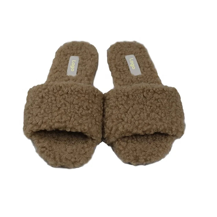 Spring Autumn Fashion New Design Flat Sherpa Fuzzy Indoor Outdoor Ladies Women's Slippers