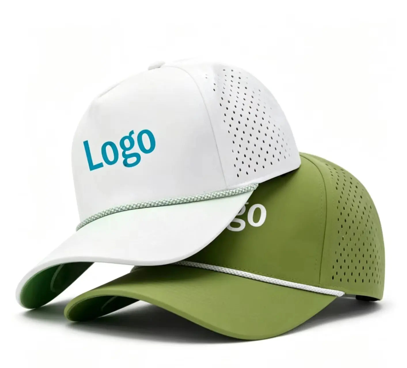 Men's 6 Panel Quick Dry Performance Water Proof Baseball Hat Custom Logo Laser Cut Hole Perforation Hip Hop Style for Sports