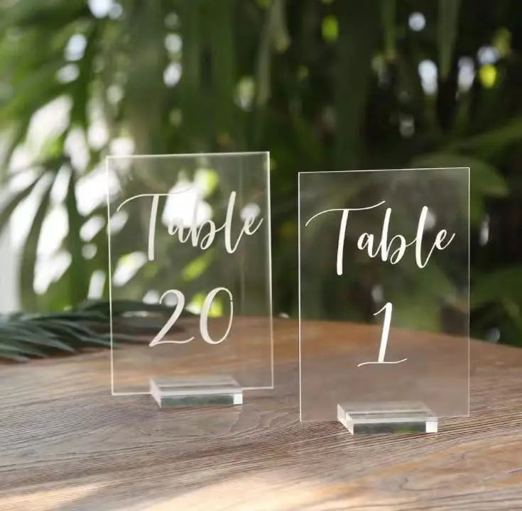 Wedding Table Numbers with Stands 5x7 Acrylic Signs and HoldersPerfect for Acrylic Weeding Stand
