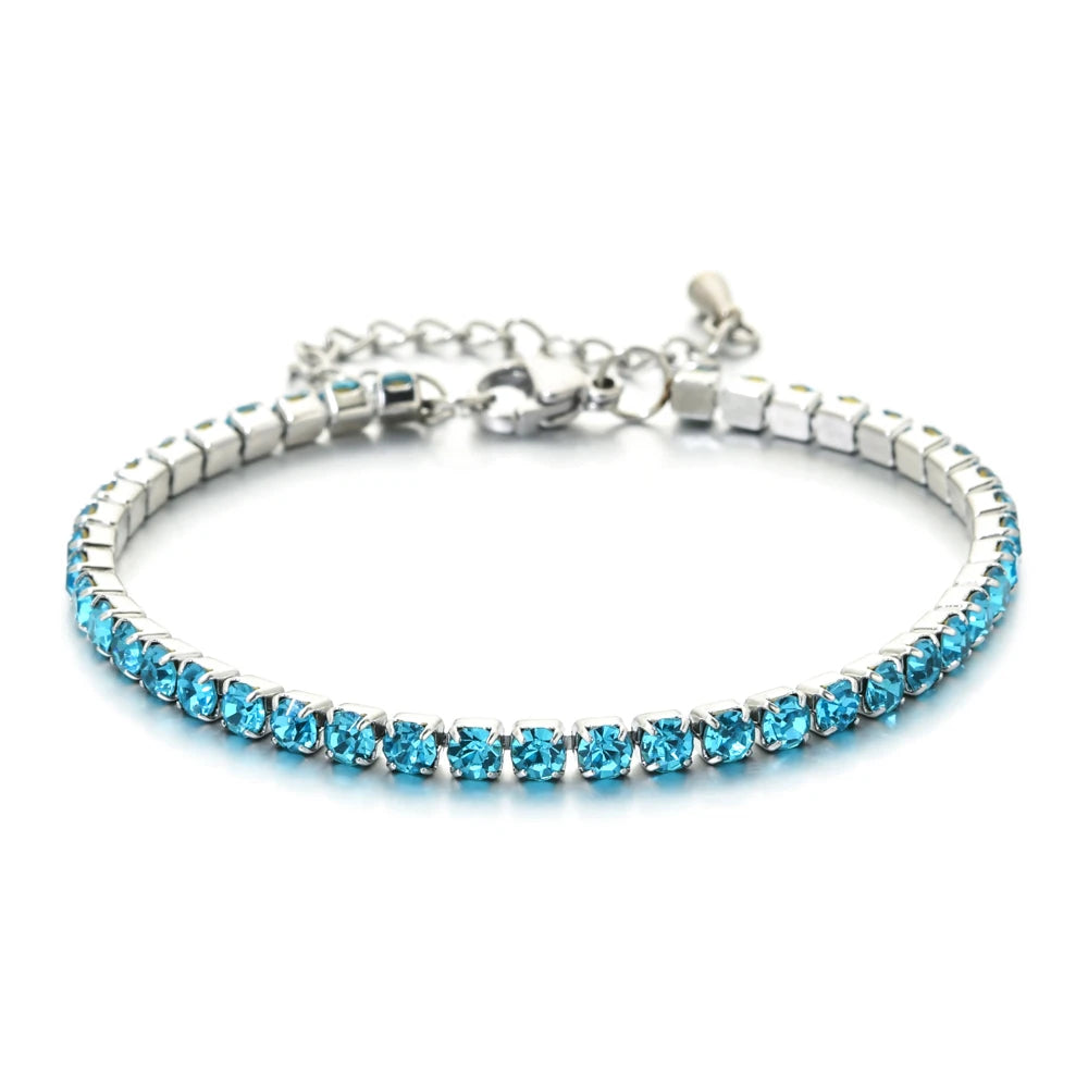 New Colorful AAA Zircon Stone Animal Pattern Tennis Bracelet Silver Plated Stainless Steel Chain Women Wedding Jewelry
