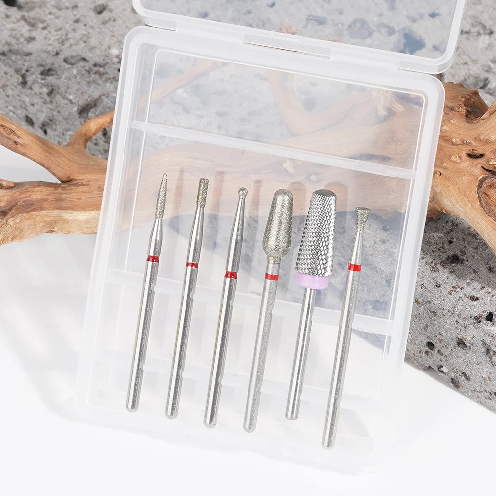 High End Nail Drill Bit Sets Customized 6pcs Tungsten Carbide Bit & Diamond Burs Manicure Tools