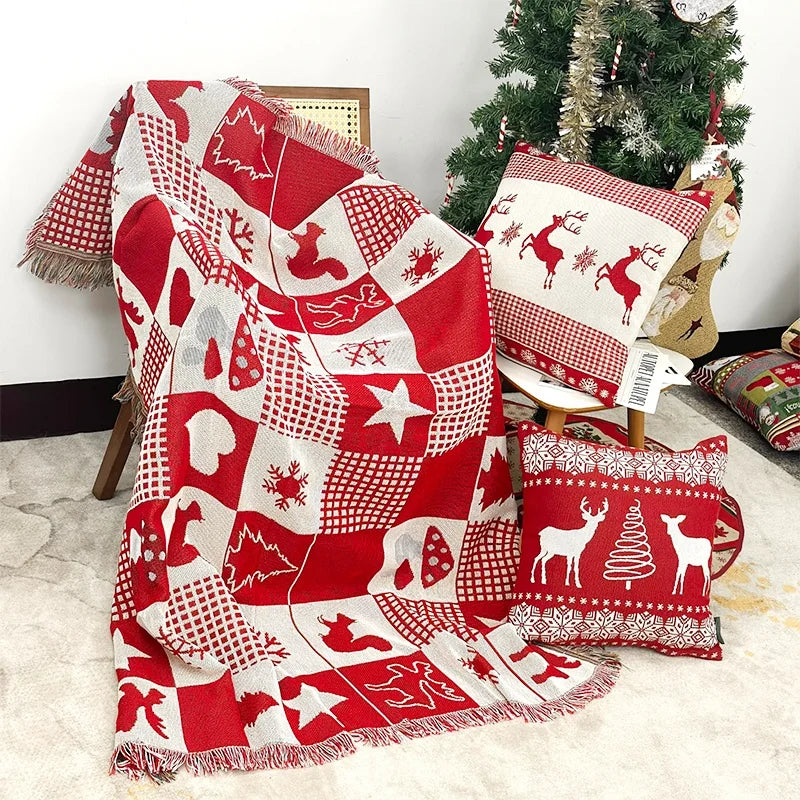 Customizable Christmas Woven Tapestry Throw Blanket Quick Manufacturing with Cartoon and Festival Patterns for Sofas Blanket