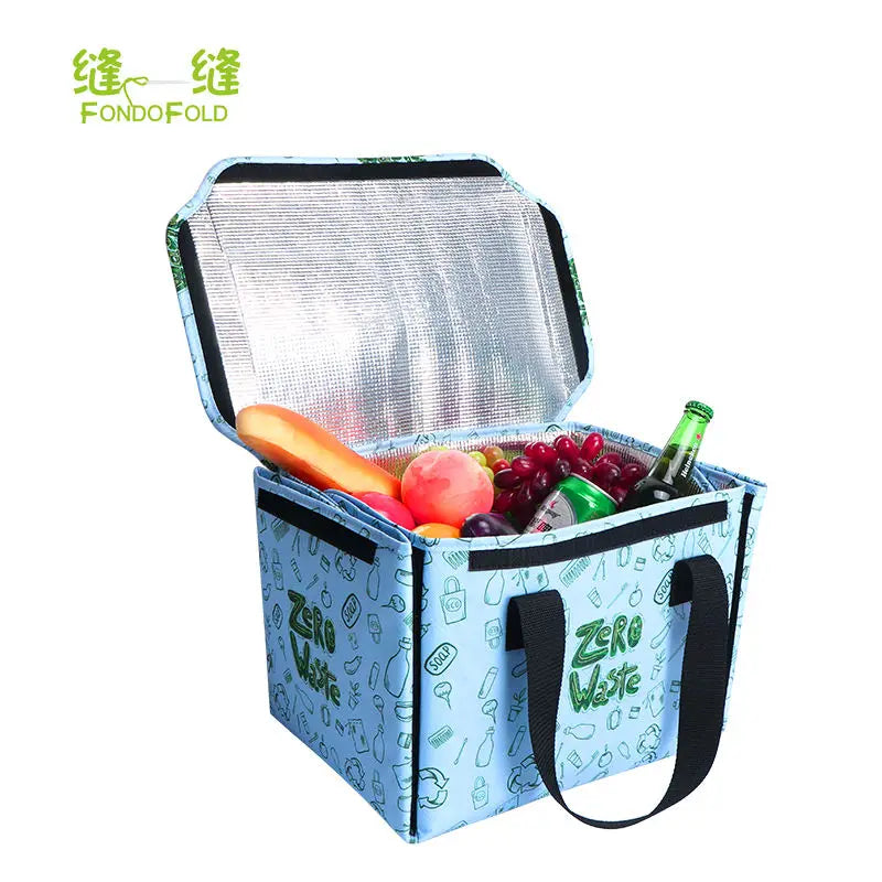 Large Capacity Non-Woven Custom Collapsible Cooler Bag Portable Reusable Insulated Beach Mat Lunch Cooler PP Material Wholesale