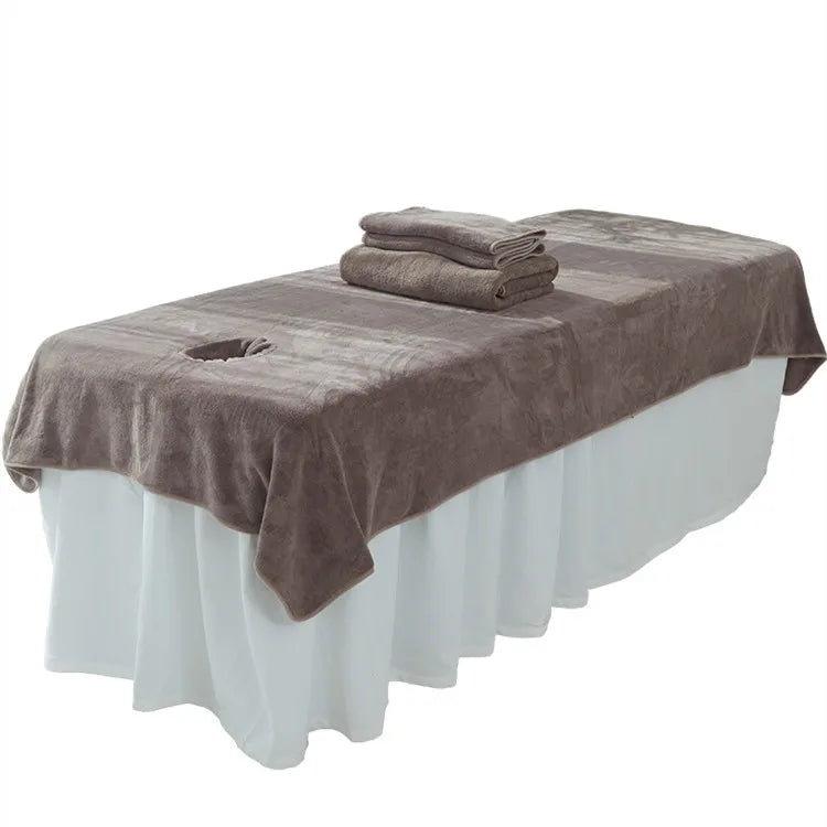 Wholesale Solid Color Nano Velvet Coral Massage Bed Cover Massage Spa Table Bed Sheets with logo