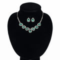 2023 Vintage Statement Necklace and Earrings Set Hot Teardrop Crystal Stone with Emerald Ruby Rhinestones for Weddings Parties