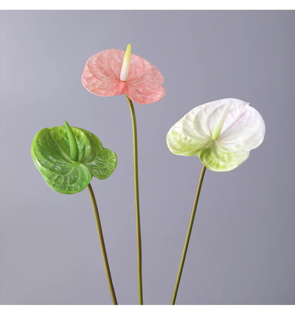 M727 Artificial Flowers Decoration Wedding Flores 3D Latex Plastic Faux Anthurium for Decor