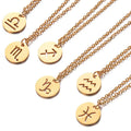 Fashion Waterproof 18K Gold Silver Plated Stainless Steel Horoscope 12 Zodiac Sign Pendant Necklace Jewelry for Women