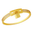 Luxury Gold Leopard Head Cubic Zirconia Open Cuff Bracelet Hip Hop Lady Fashion Bangle