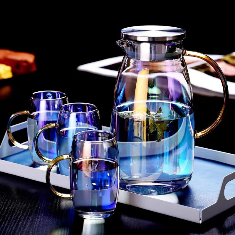 Glass Kettle Teapot High Borosilicate Glass Pitcher Drinking Water Jug Set