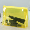 Transparent Yellow PVC Toilet Cosmetic Bag Water-Resistant Travel Plastic Makeup Pouch Zipper Closure Fashionable Letter Pattern