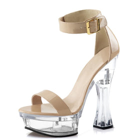 14cm thick heel elegant banquet party fashion high heels model show thick bottom platform leaky toe women's High Heels Sandals