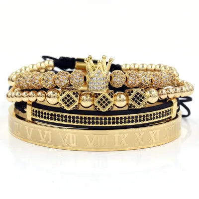 Roman Number Bangle Braided Tennis Bracelet CZ Adjustable for Hip Hop Jewelry Stainless Steel Hand Bracelet Charm Bracelets ZG
