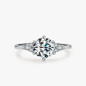 Ailmay Genuine 925 Sterling Silver Simplicity Six Claw Cut Dazzling Zirconia for Women Classic Wedding Fashion Jewelry