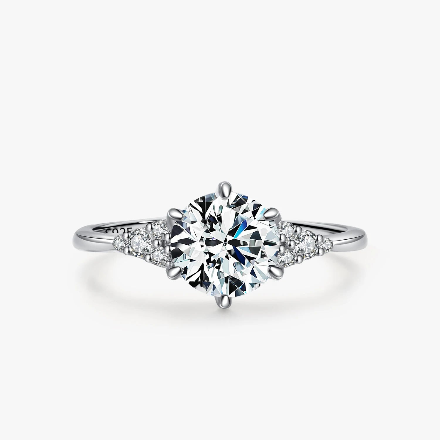 Ailmay Genuine 925 Sterling Silver Simplicity Six Claw Cut Dazzling Zirconia for Women Classic Wedding Fashion Jewelry